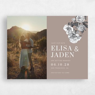 Rich Taupe, Brown Wedding Save the Date - Trèfle Photo