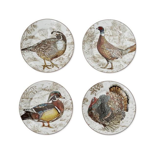 Plymouth Woodland Birds Mixed Appetizer Plates, Set of 4