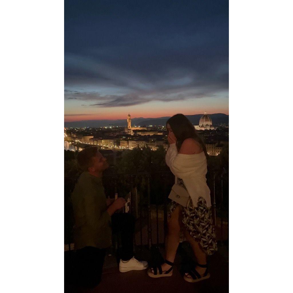 Our engagement at the Piazzale Michelangelo in Florence, Italy!