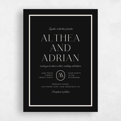 Black Wedding Invitation - Conrad Classic
