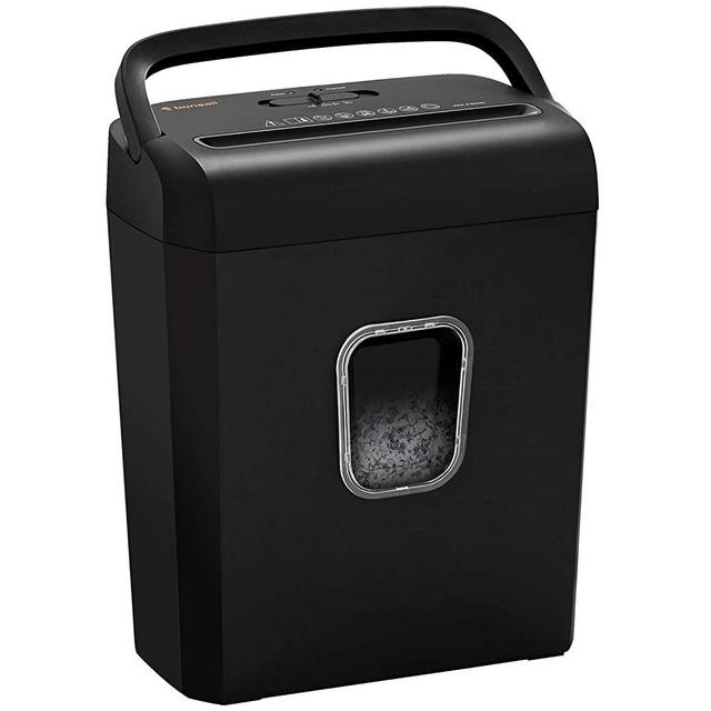 Bonsaii 8-Sheet Cross-Cut Paper Shredder, P-4 High-Security Credit Card & Staples Shredder Machine for Home Office Use, Portable Handle Design with 3.5 Gallons Wastebasket, Black (C234-B)