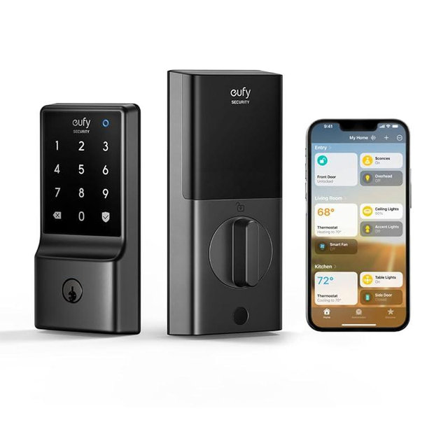 eufy Security Smart Lock C34, Keyless Entry Door Lock with Apple Home Ecosystem, Built-in Wi-Fi Deadbolt for Front Door or Back, Supports Matter, Alexa, Google Home, SmartThings
