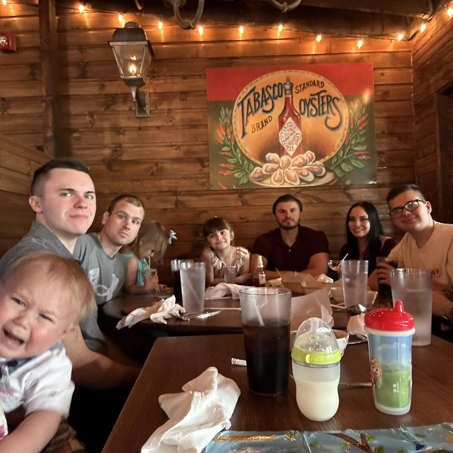 The family goes to Jose Tejas ! We are all happy except for Klaus. He wanted to nap instead .