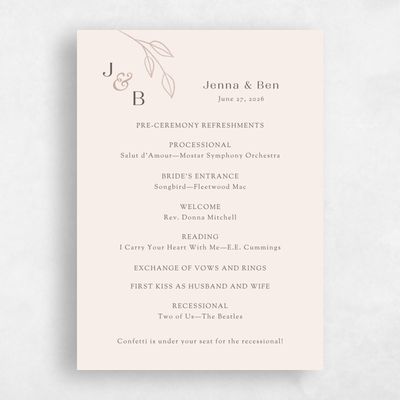 Beige Simple Wedding Program - Cassis