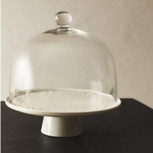 FLORAL CAKE STAND WITH GLASS DOME