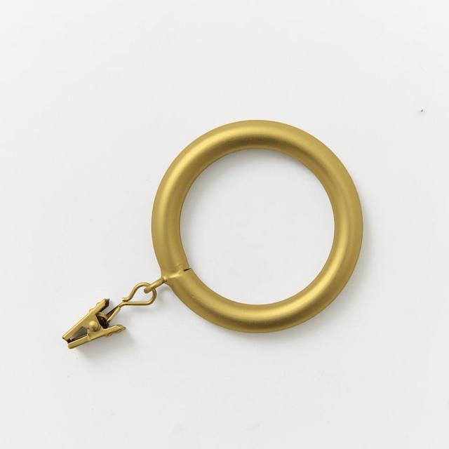 Oversized Metal Curtain Rings with Clips, Antique Brass, Set of 7