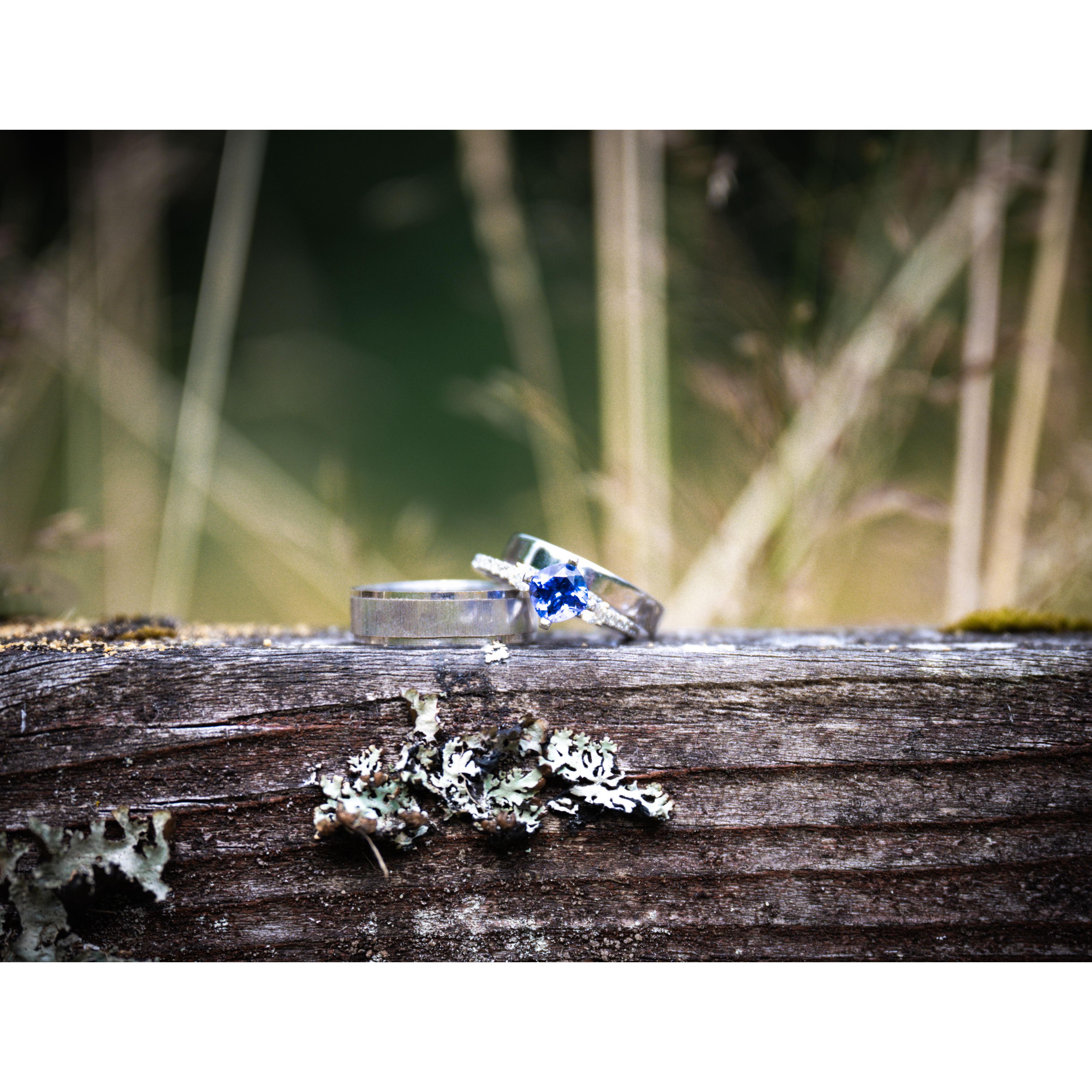 Rings- Bands from Tanzania, and the stone is Tanzanite
