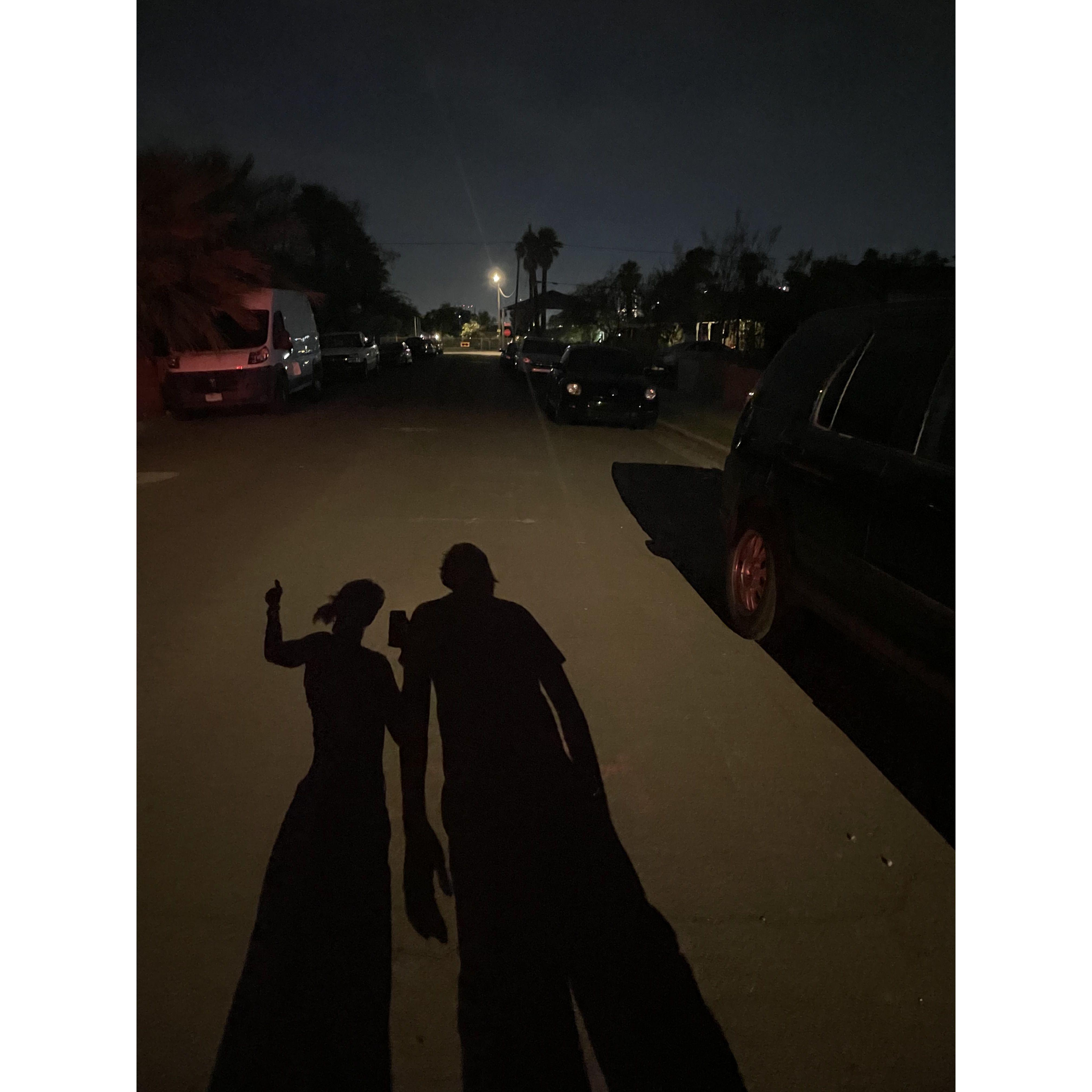 walks home from downtown