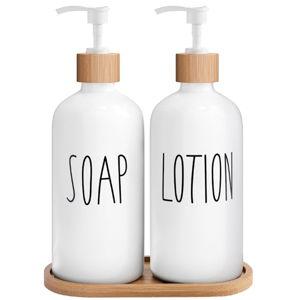 MOMEEMO White Soap Dispenser Bathroom Set, Soap and Lotion Dispenser Set Suitable for Bathroom Accessories Decor. (White)