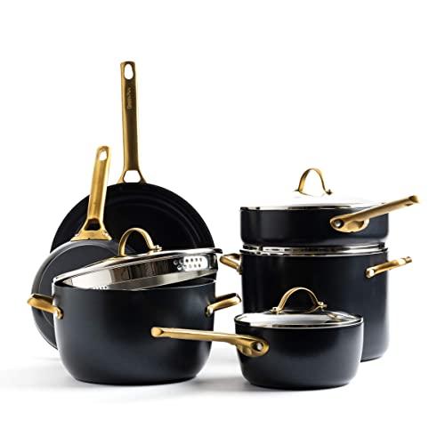 GreenPan Padova Reserve Healthy Ceramic Nonstick, Cookware Pots and Pans Set, 10 Piece, Black