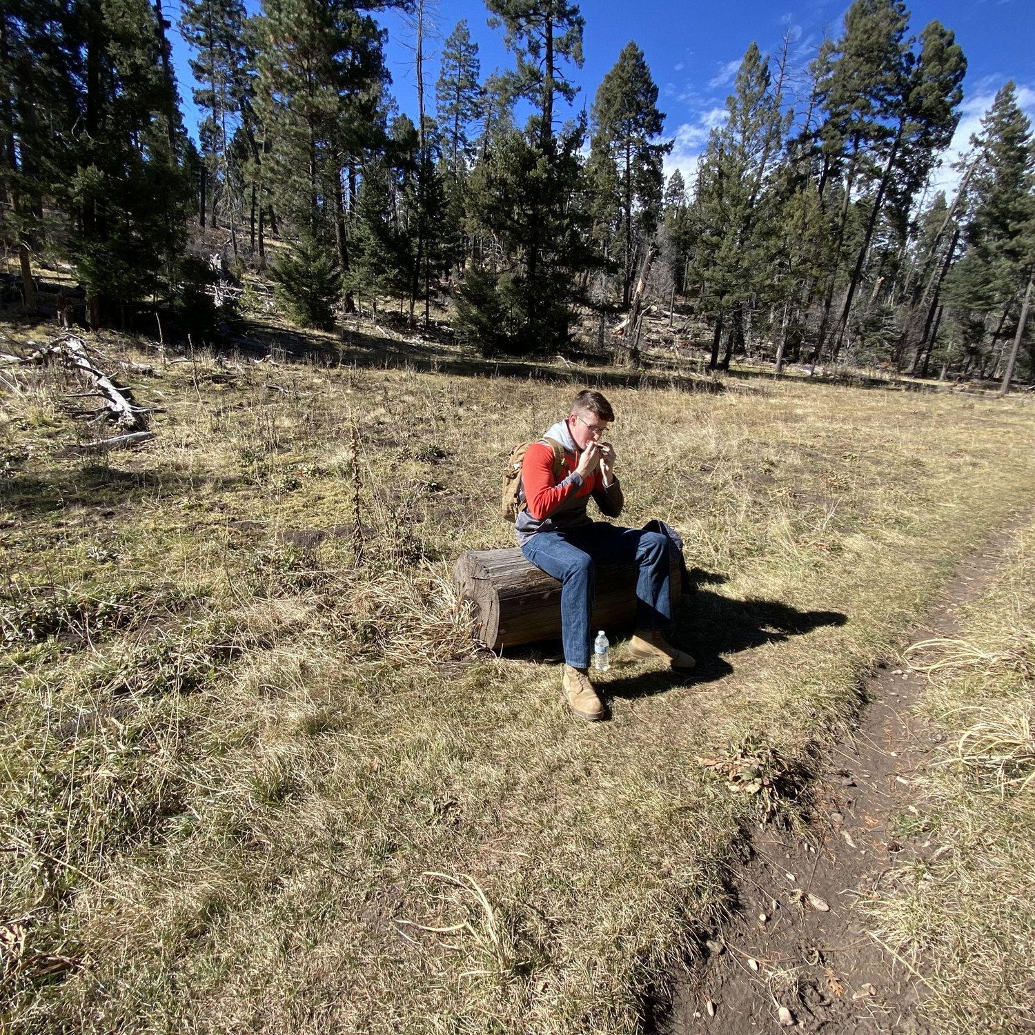 On the first trip (of many) to Cloudcroft, Megan convinced Jeff to buy a harmonica and pose as a mountain man.