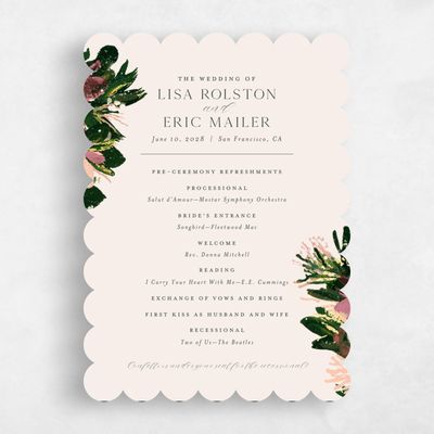Beige Scalloped Wedding Program - Bloomsbury Foil