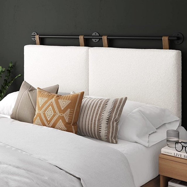 Nathan James Harlow Wall Mount Headboard, Full Queen, White/Black