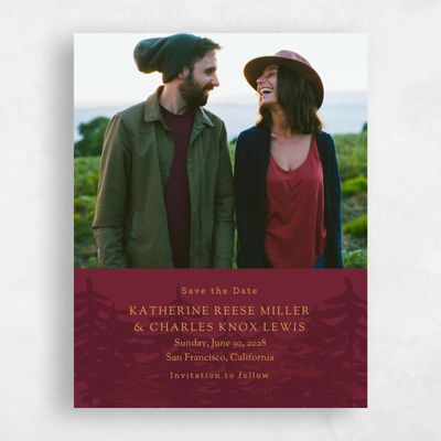 Maroon, Red Wedding Save the Date - Camden Fade