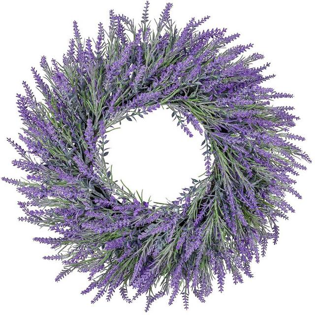 LZNPA 22 Inch Summer Spring Wreaths for Front Door Romance Lavender Wreath, Elegant Artificial Front Door Wreath for All Season Spring Decorations for Home Wall Entryway Farmhouse Porch Room Decor