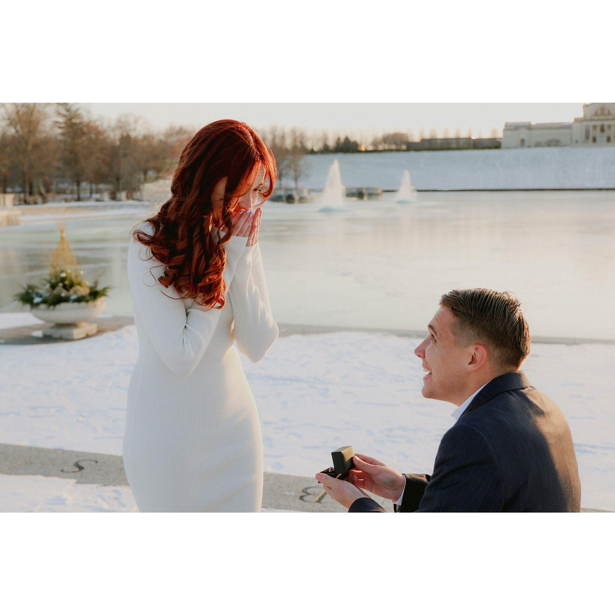 Justin proposed in Forest Park on December 23rd 2022