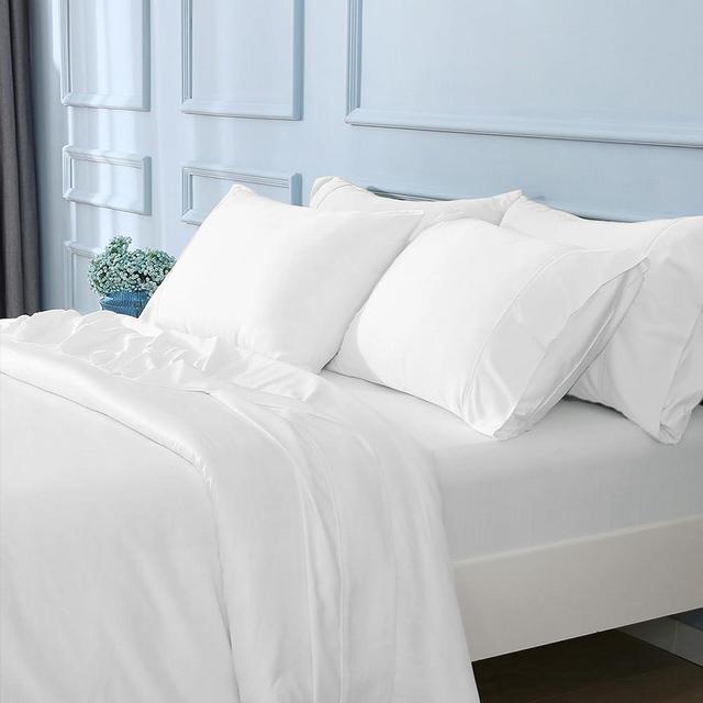 GOKOTTA King Size Bed Sheets 6 Piece Set, Ultra Soft Sheets, Cooling for Hot Sleepers - Hotel Luxury Silky Breathable Sheets, Deep Pocket Up to 16" - 100% Rayon Derived from Bamboo (Bright White)