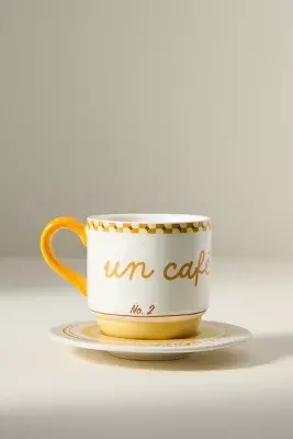 Café Violette Handpainted Stoneware Espresso Cup & Saucer