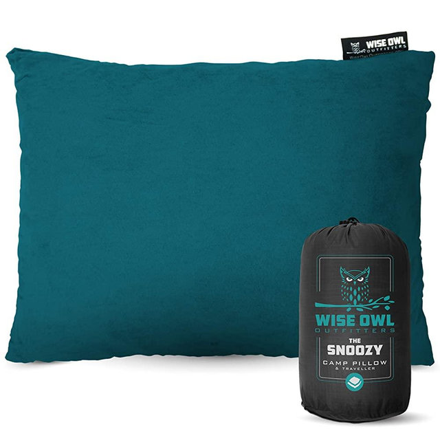 Wise Owl Outfitters Camping Pillow Compressible Foam Pillows – Use When Sleeping in Car, Plane Travel, Hammock Bed & Camp – Great for Kids - Compact Small, Medium & Large Size - Portable Bag