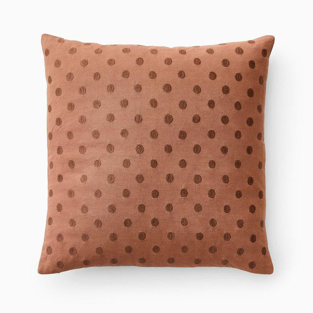Pierce & Ward Dot Pillow Cover, 18X18, Saddle Brown