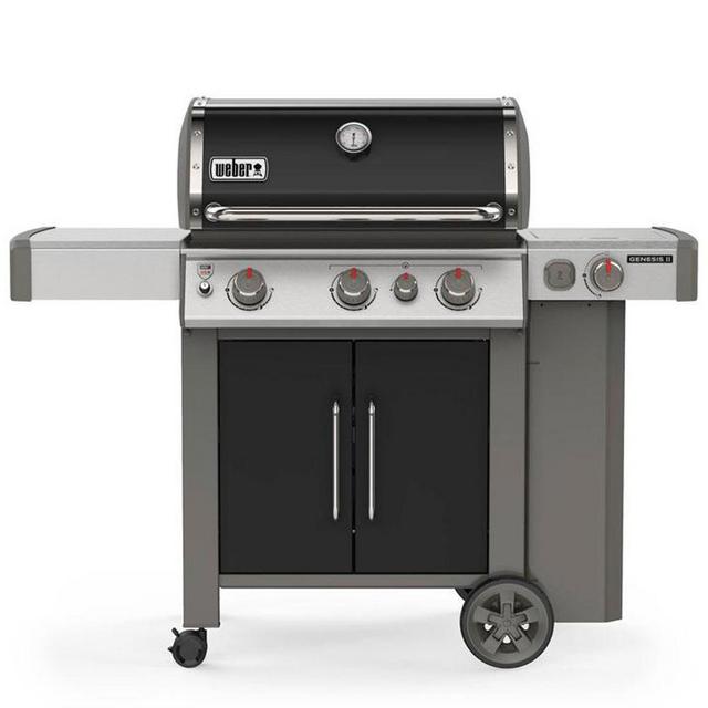 Genesis II E-335 3-Burner Propane Gas Grill in Black with Built-In Thermometer and Side Burner
