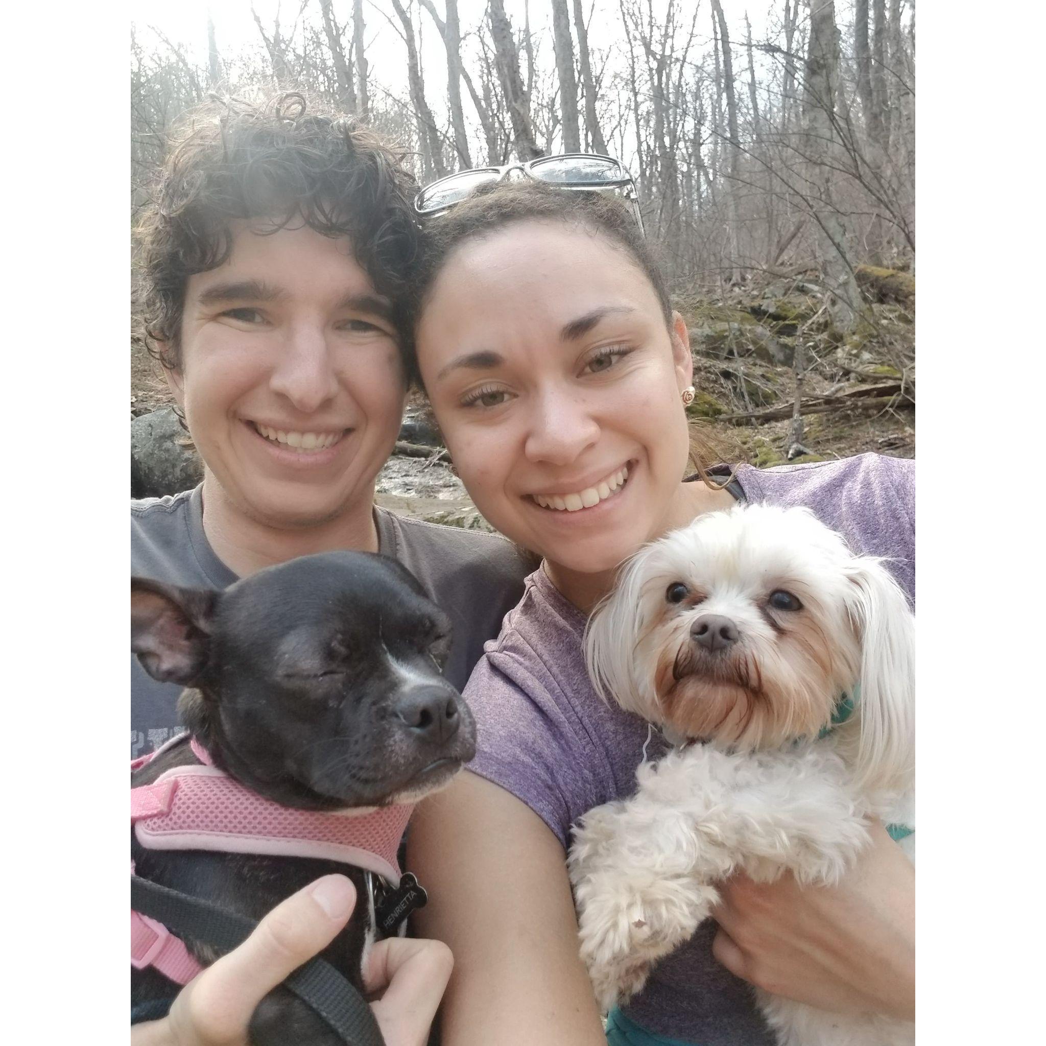Brian, Desiree, and Louie love hiking! (Henrietta not so much)