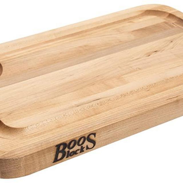 John Boos Block MPL1610125-FH-GRV Prestige Maple Wood Edge Grain Reversible Cutting Board with Juice Groove, 16 Inches x 10 Inches x 1.25 Inches