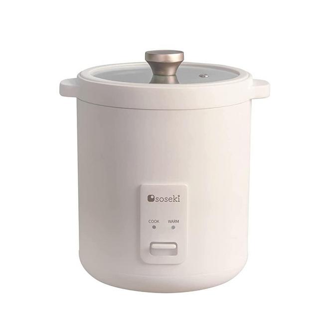 soseki Mini Rice Cooker, 2 Cups Uncooked Cooker Small, One-Touch Screen