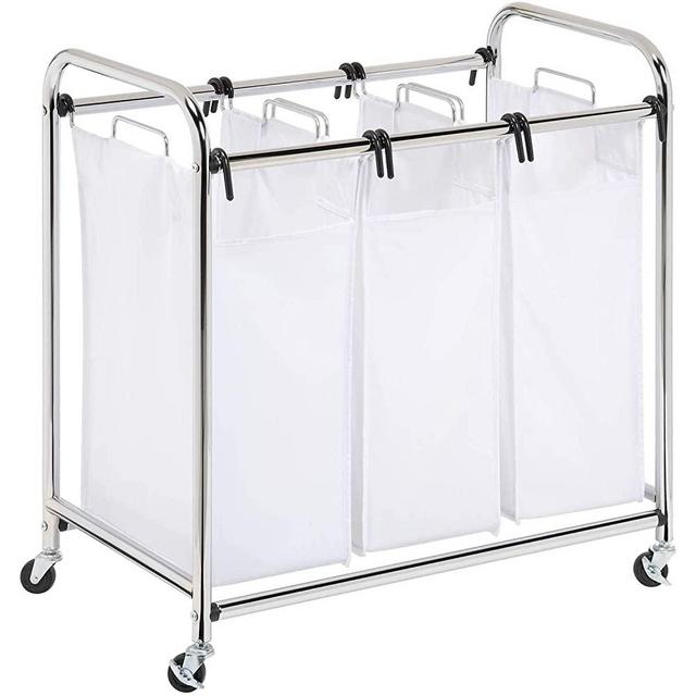 Honey-Can-Do Commercial-Grade Triple Laundry Sorter, Chrome/White 1 Pack
