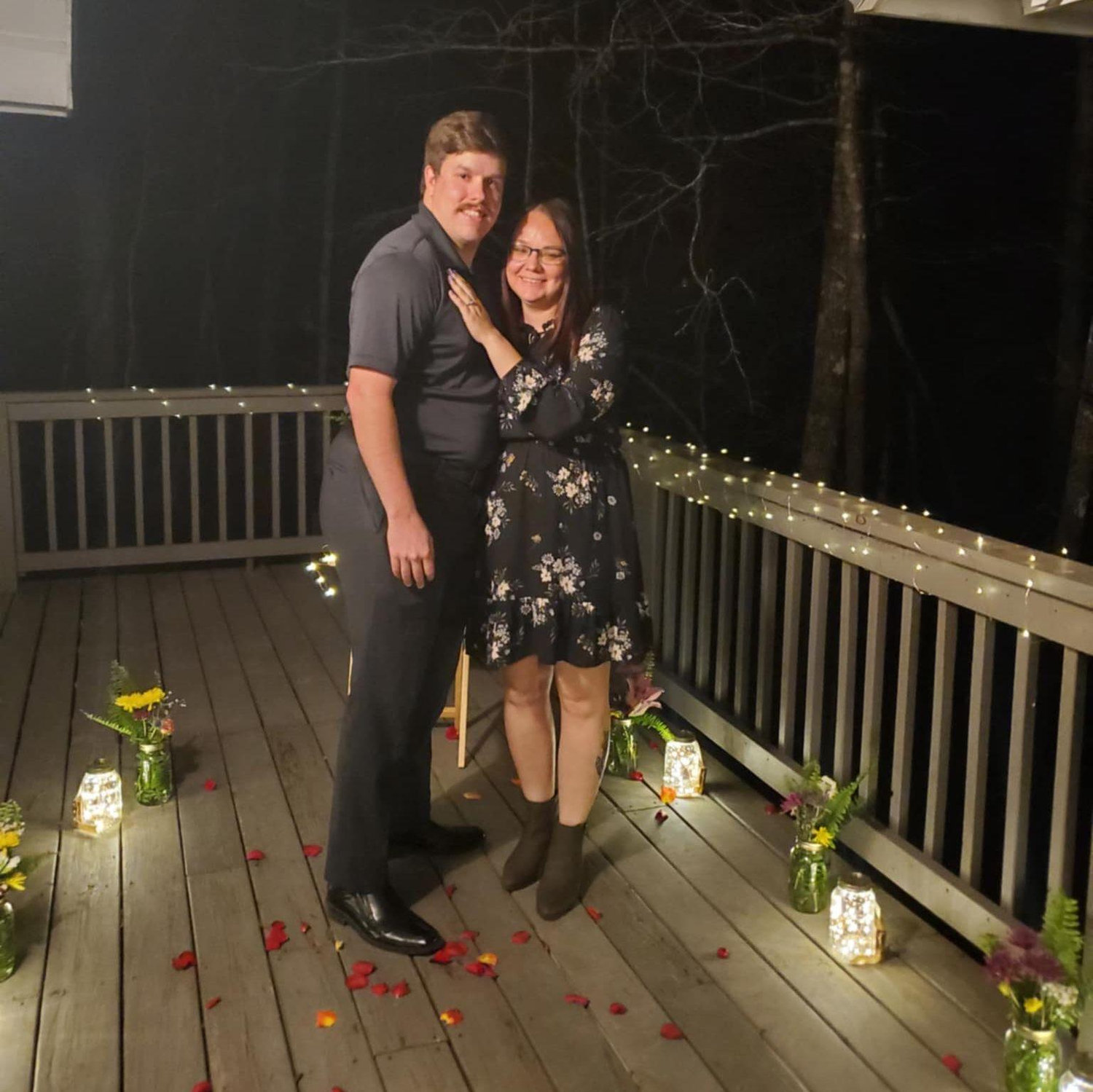Our first engaged photo — full of joy, excitement, and celebration with my mom and Sara. March 7, 2025.