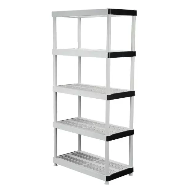 Gray 5-Tier Plastic Garage Storage Shelving Unit (36 in. W x 72 in. H x 18 in. D)