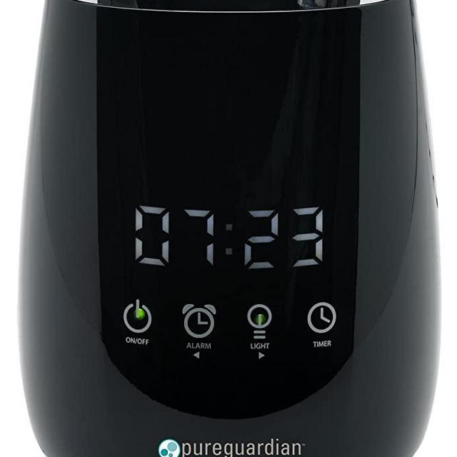 Guardian Technologies Diffuser for Essential Oils, Ultrasonic, Cool Mist, Aromatherapy Creates Relaxing Environment, Optional Night light, Alarm Clock, Timer, Up to 5-8 hours, Pure Guardian SPA260