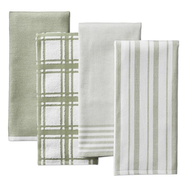 Williams Sonoma Multi-Pack Towels, Set of 4 & Waffle Weave Towels, Set of 4 Bundle, Sage Green