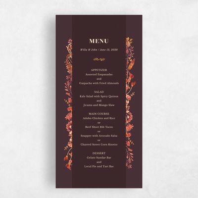 Wine, Purple Wedding Menu - Gramercy