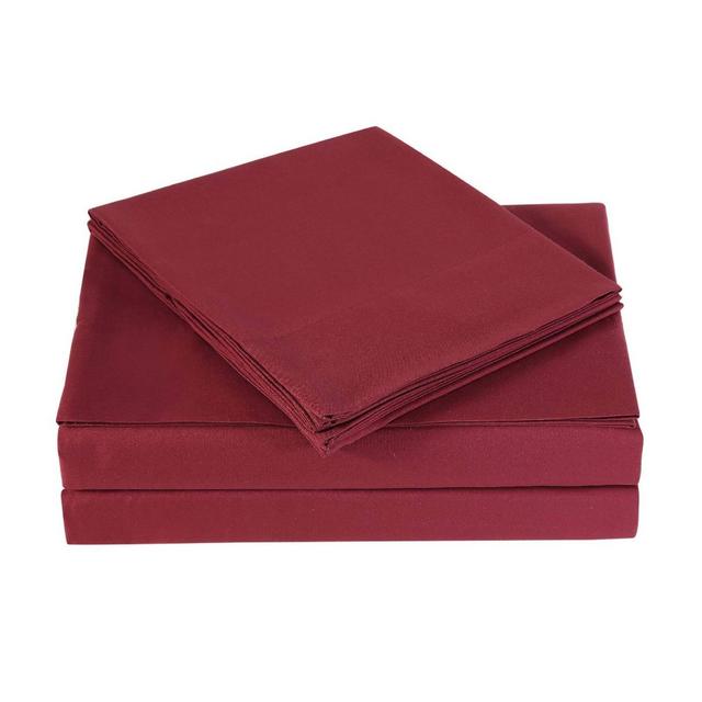 Queen Everyday Microfiber Solid Sheet Set Burgundy - Truly Soft
