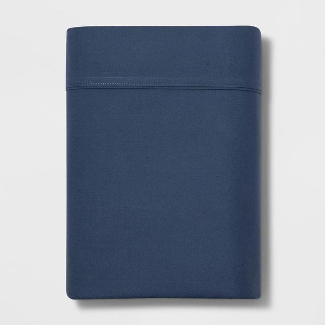 King 300 Thread Count Ultra Soft Flat Sheet Dark Blue - Threshold™