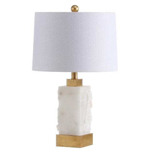 23" Eloise Alabaster/Metal LED Table Lamp White (Includes Energy Efficient Light Bulb) - JONATHAN Y