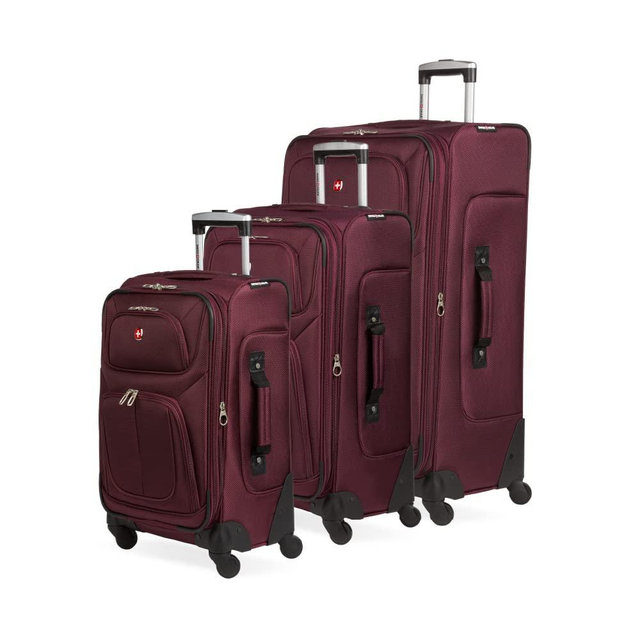 SwissGear Sion Softside Expandable Luggage, Merlot, 3 Piece Set (21/25/27)