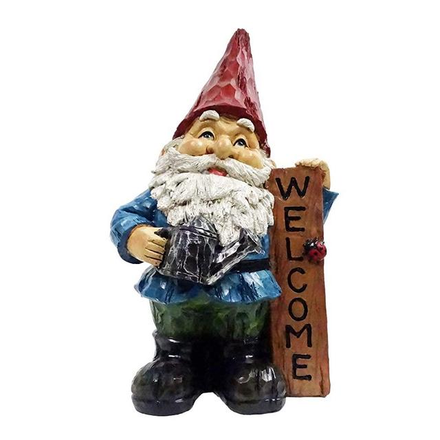 Alpine Corporation WQA1068 Alpine Garden Welcome' Sign Gnome Statue, Multicolor