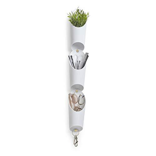 Umbra Floralink, Linking Vessel Air, Hang on Your Wall or from The Ceiling, as Indoor Planters or for Organizing Beauty Tools, Accessories and More, Brass Hardware and White Finish