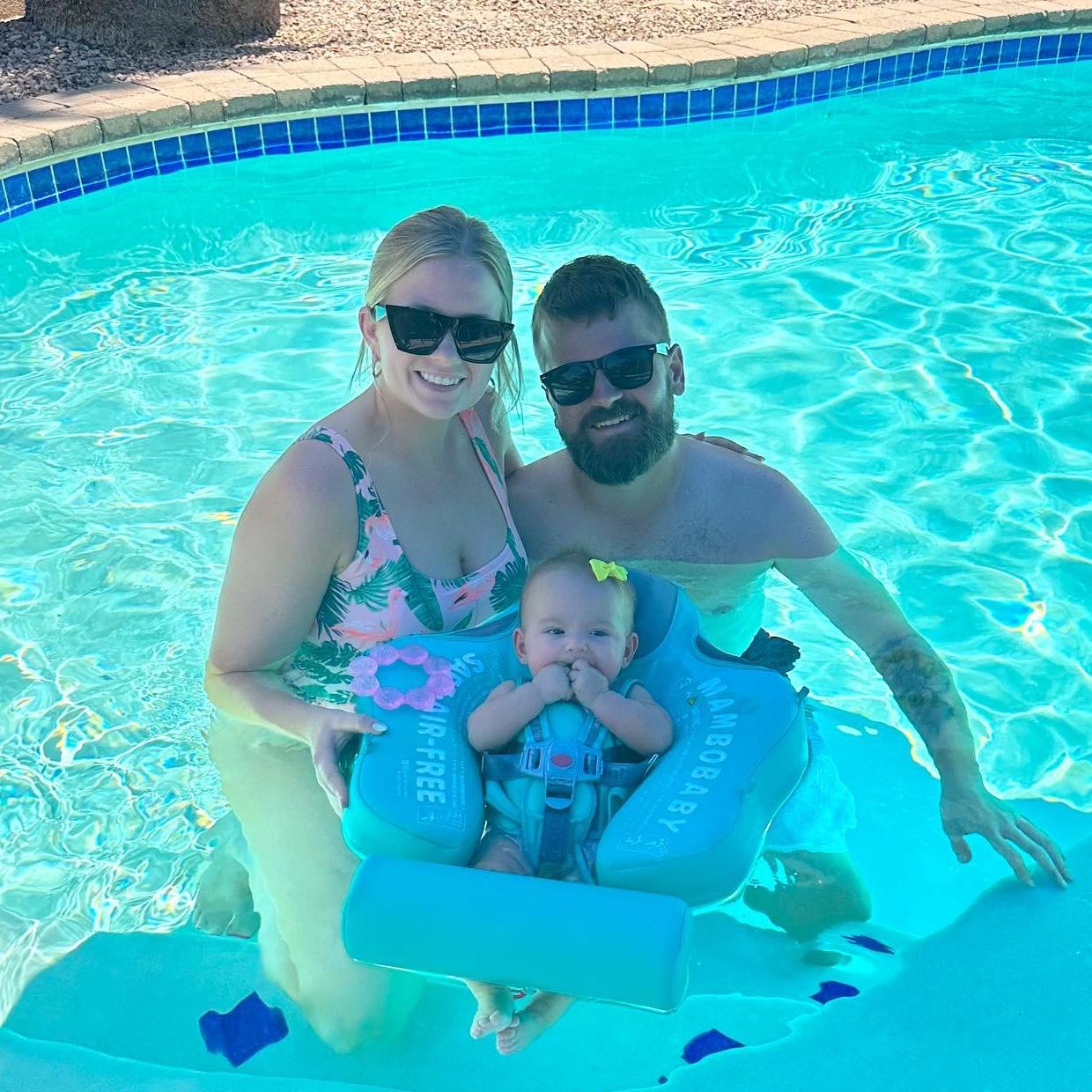Swimming with one of our nieces, Liana, on a trip to Arizona in 2023.