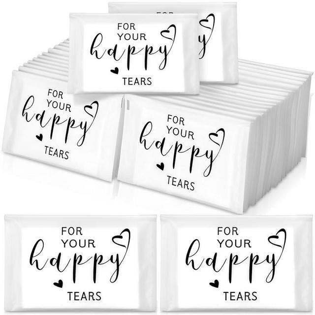 Yinder 60 Bulk Happy Tears Tissue Packs for Wedding 3 Ply Pocket Size Tissues Packs for Guests Facial Individual Wedding Party Favors Travel Graduation Celebration(Heart)