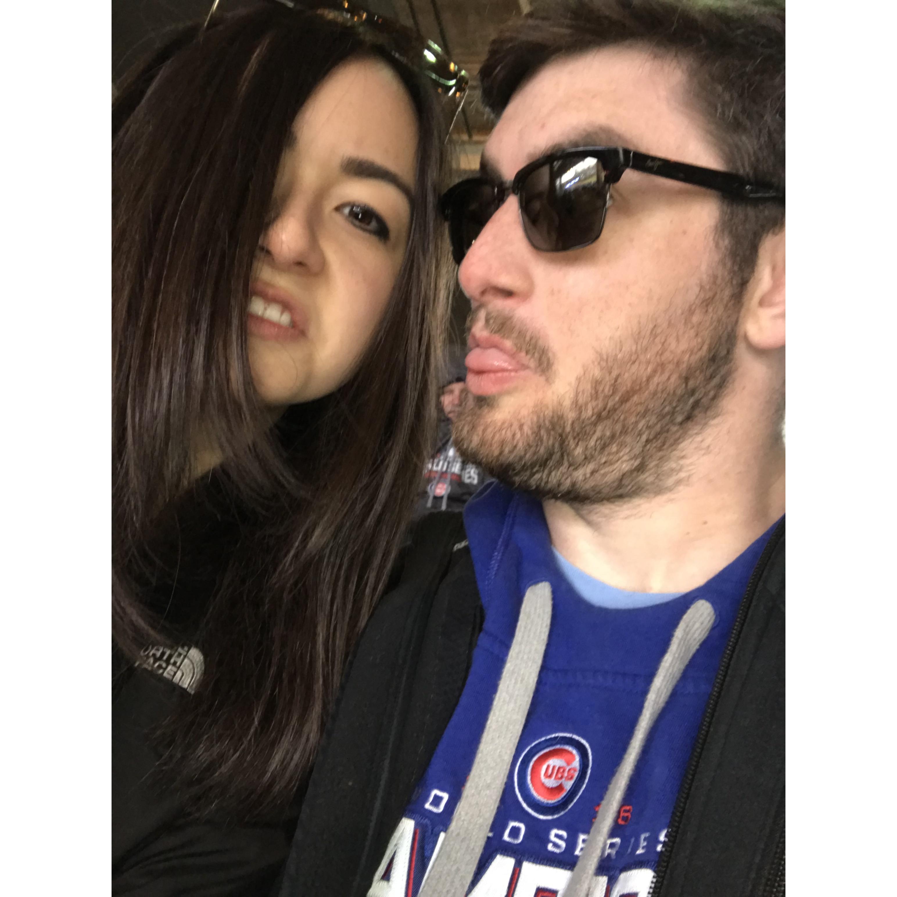 Katelyn's first time at Wrigley Field. It was an abnormally cold day, but the hot dogs were everything Mike promised!