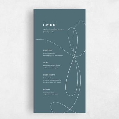 Teal, Blue Wedding Menu - Powell