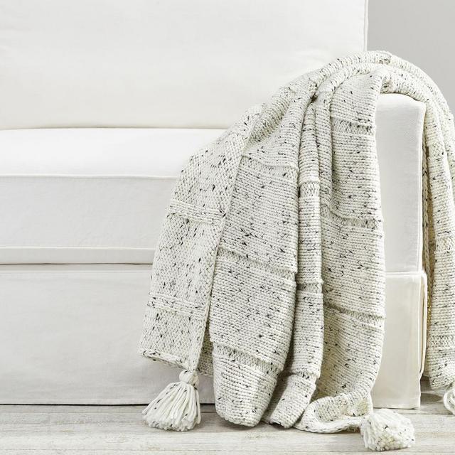 Donegal Fringe Throw, 50 x 60", Ivory