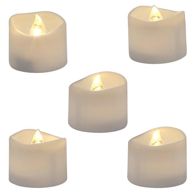Homemory Realistic and Bright Flickering Bulb Battery Operated Flameless LED Tea Light for Seasonal Festival Celebration, Pack of 12, Electric Fake Candle in Warm White and Wave Open