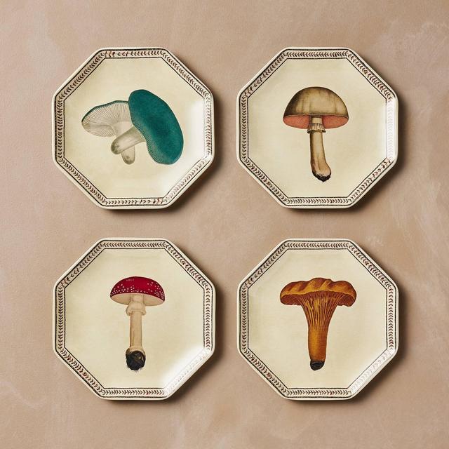 4pc Assorted Fall Mushroom Appetizer Plates - John Derian for Target