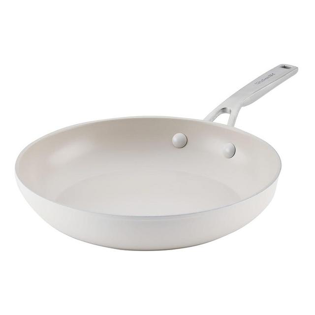KitchenAid Hard Anodized Ceramic Induction Nonstick Cookware Frying Pan/Skillet, Dishwasher Safe, 10 Inch Non Stick Fry Pan with Stainless Steel Handle - Porcelain White