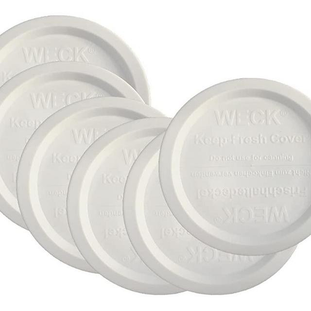 Weck Jar Keep Fresh Plastic Lids, 6 PACK (Large = 100mm). Fits Models 740, 741, 742, 743, 738, 739, 744, 745, 748, 974