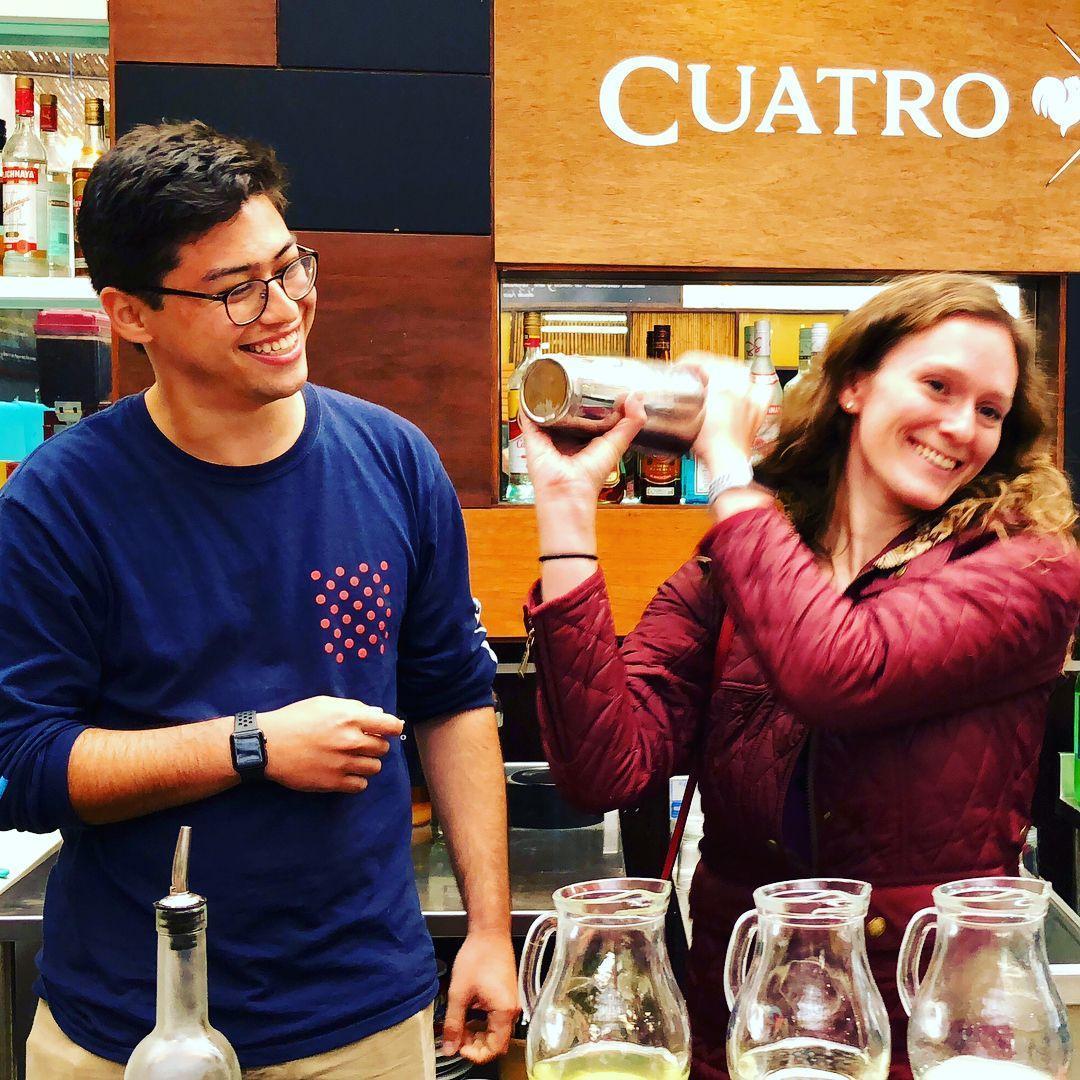 Making pisco sours in Lima, Peru